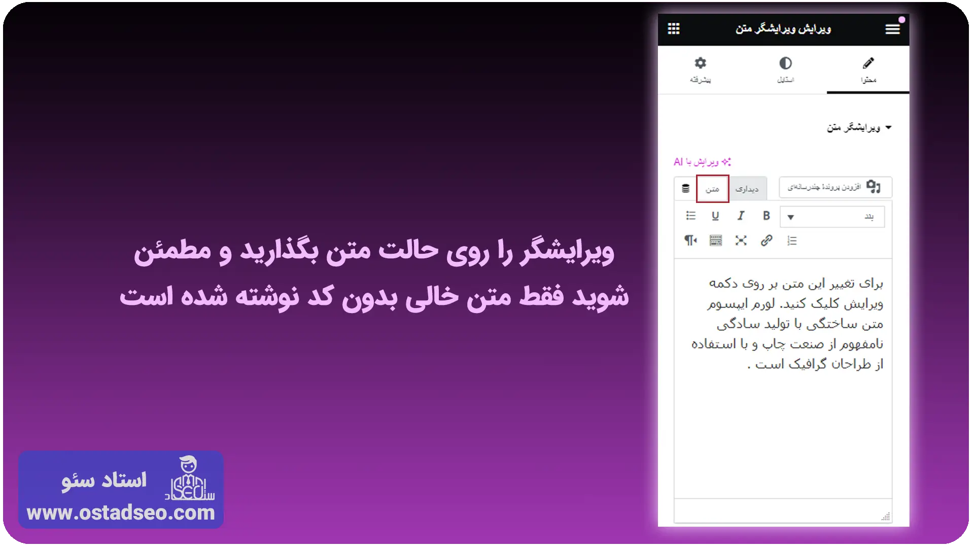 بررسی ویرایشگر متن برای رفع خطای 403 المنتور