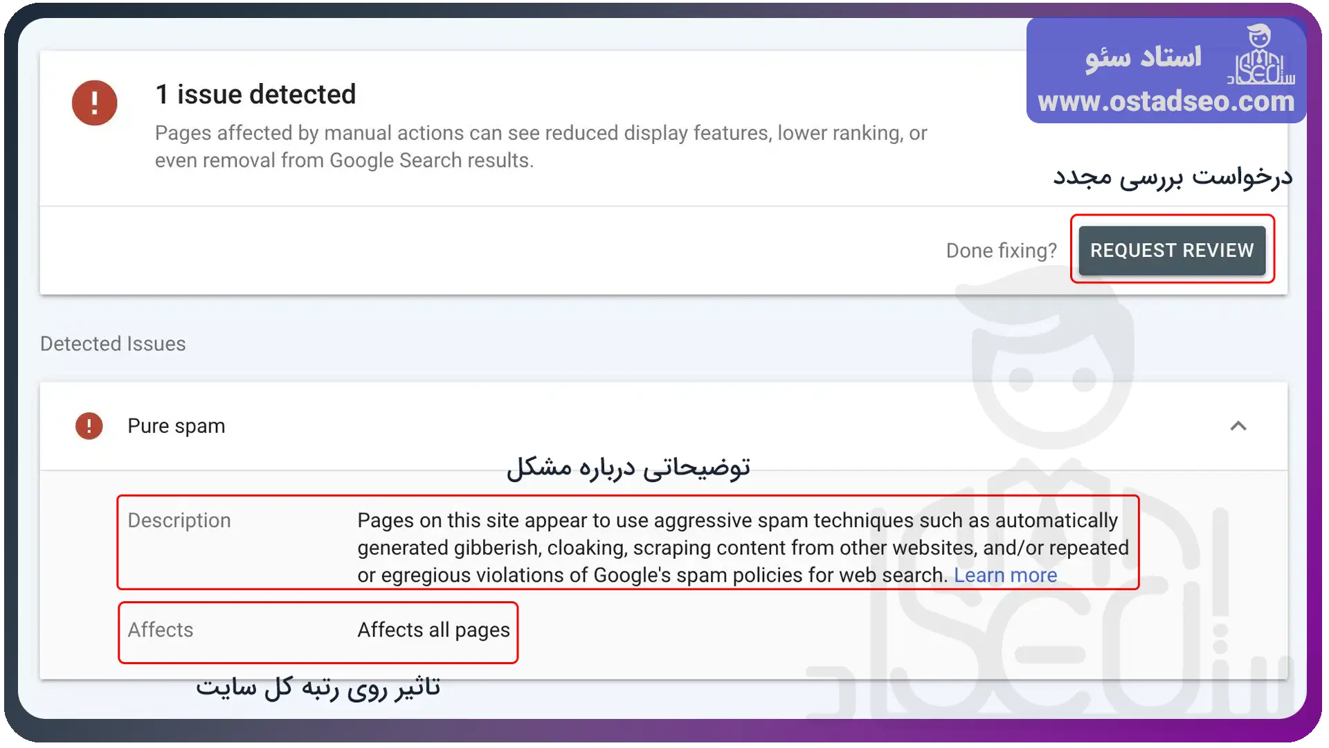 پیغام های بخش manual actions و روش رفع آنها